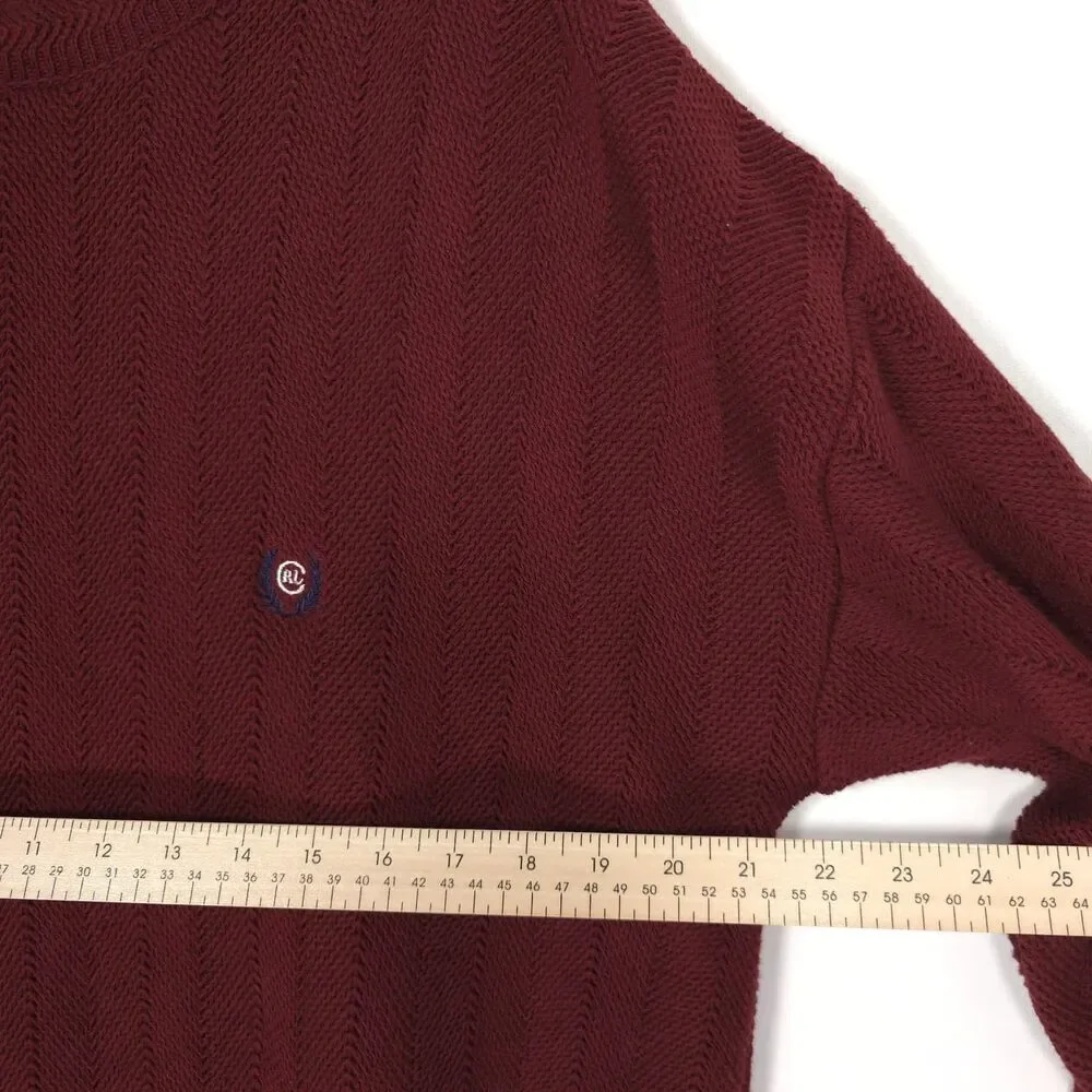 CHAPS RALPH LAUREN Mens VINTAGE Sweater MEDIUM Burgundy‎ Crewneck Logo USA MADE